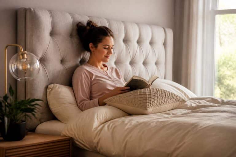 découvrez comment une tête de lit capitonnée améliore le confort du dos lors de la lecture, en offrant un soutien optimal et réduisant les tensions musculaires.