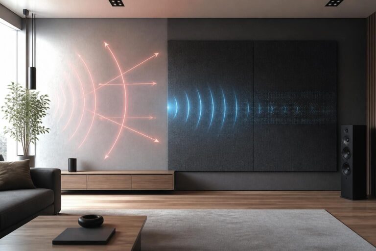 découvrez comment un panneau acoustique améliore l'absorption des échos pour optimiser le confort sonore dans une pièce.