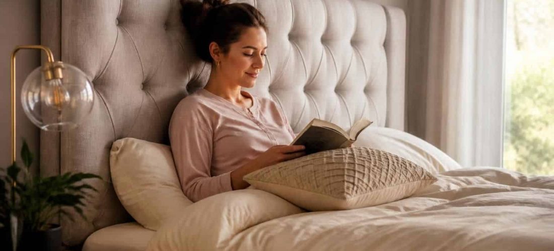 découvrez comment une tête de lit capitonnée améliore le confort du dos lors de la lecture, en offrant un soutien optimal et réduisant les tensions musculaires.